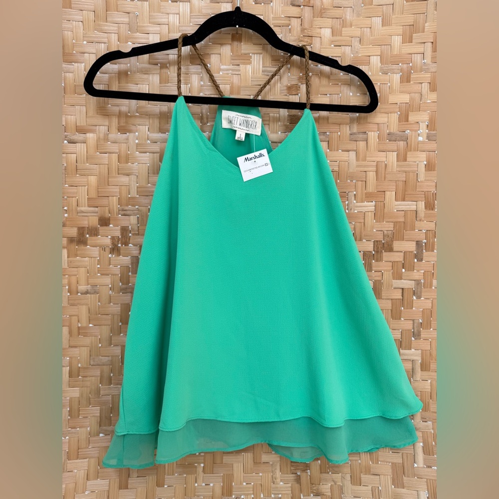 Sweet Wanderer - NWT Women's Tank Top with Braided Leather Straps
